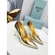 Prada Pumps 85mm In Gold Metallic Leather