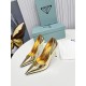 Prada Pumps 85mm In Gold Metallic Leather