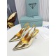 Prada Slingbacks Pumps 85mm In Gold Metallic Leather