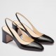 Prada Slingbacks Pumps 65mm In Black Patent Leather