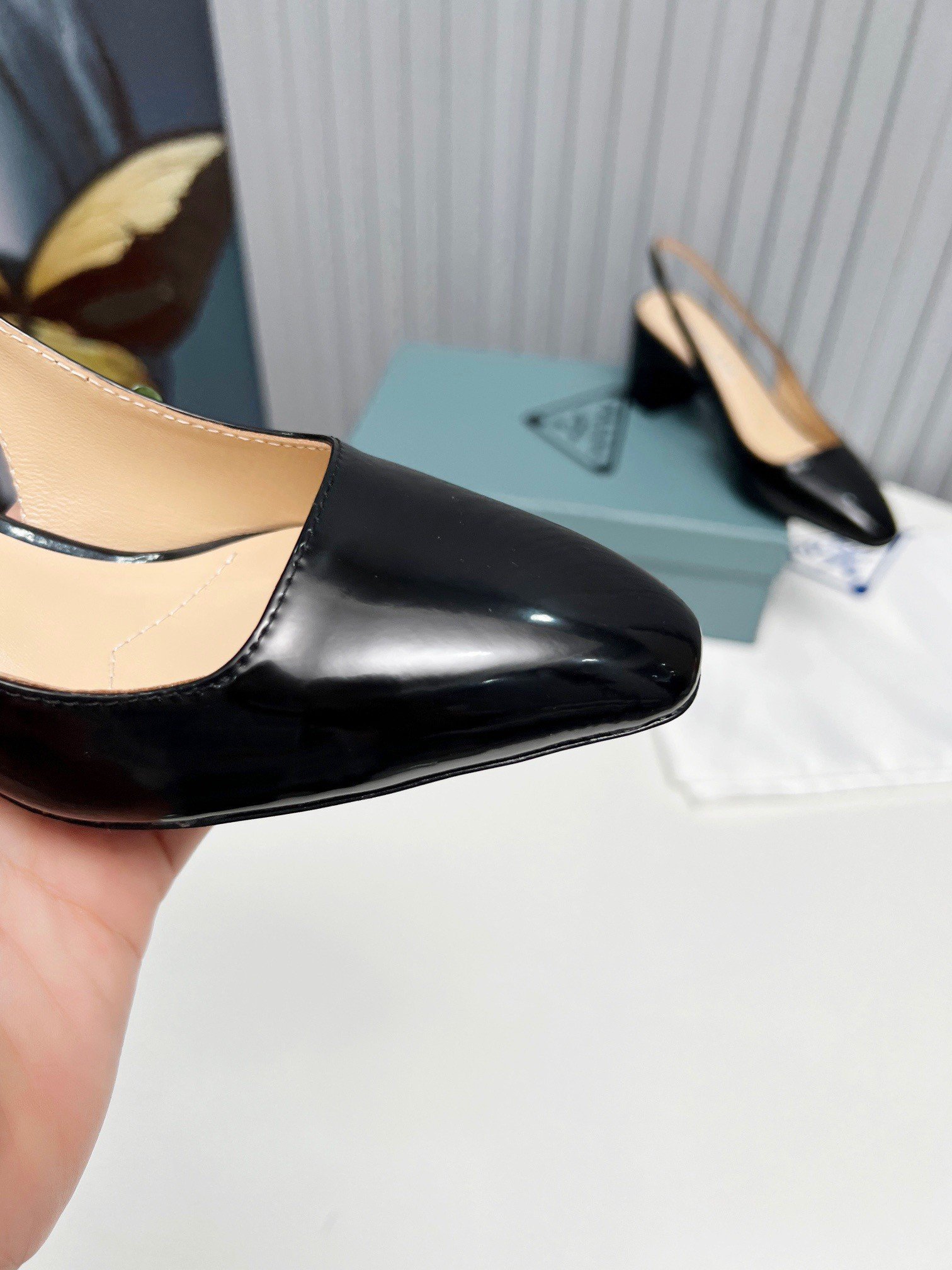 Prada Slingbacks Pumps 65mm In Black Patent Leather