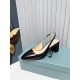 Prada Slingbacks Pumps 65mm In Black Patent Leather