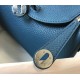 Hermes Lindy Mini Bag In Blue Agate Clemence Leather PHW