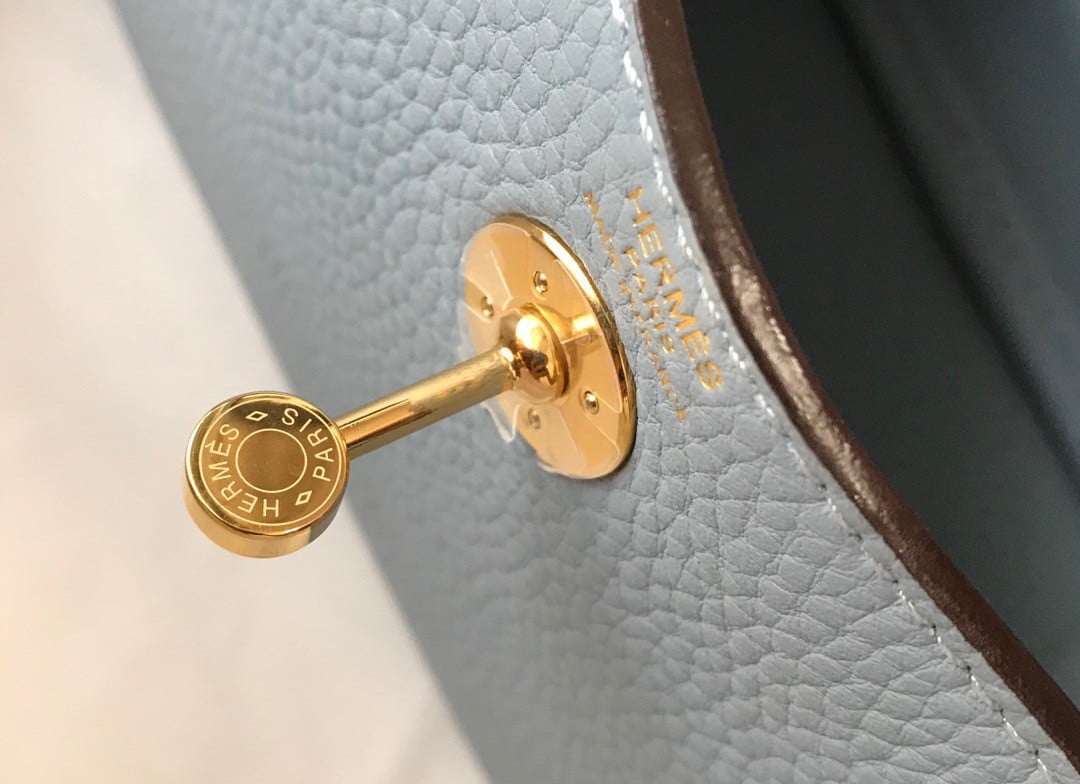 Hermes Lindy Mini Bag In Blue Lin Clemence Leather GHW