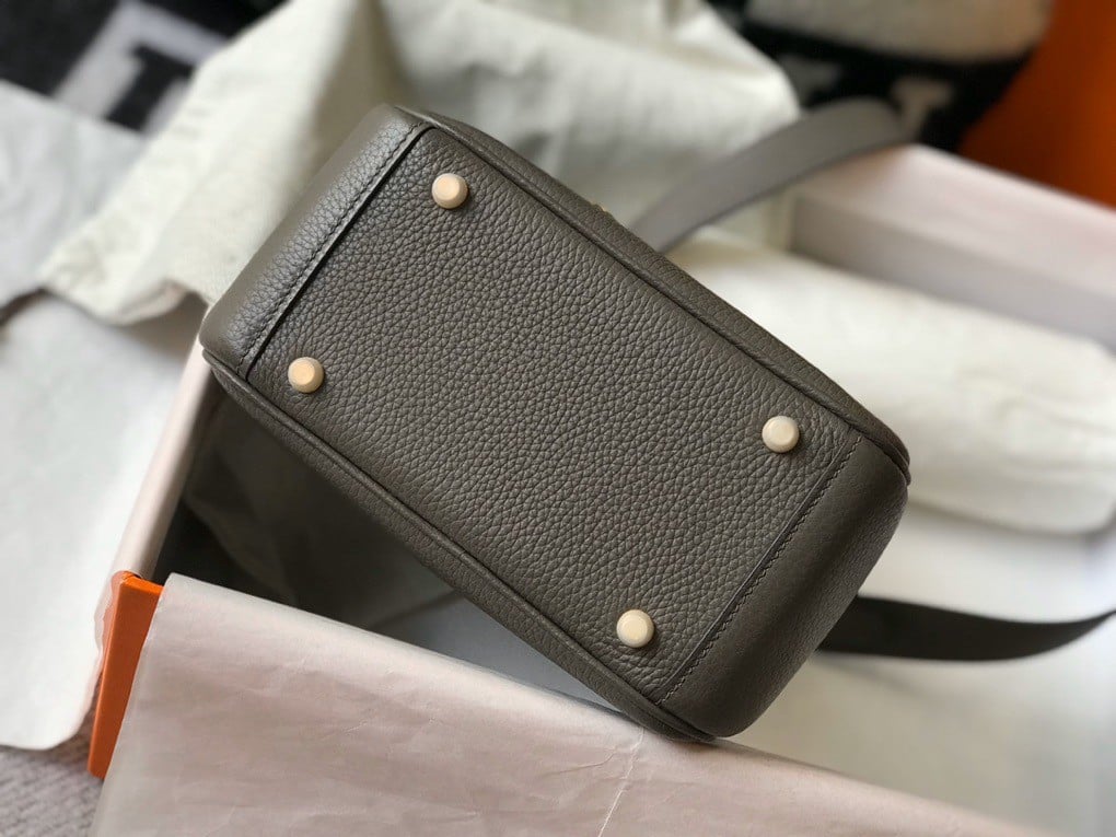 Hermes Lindy Mini Bag In Etain Clemence Leather GHW