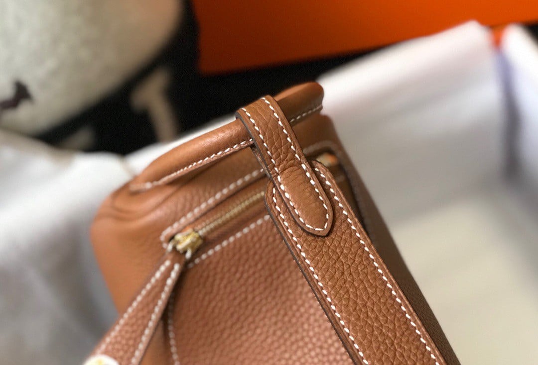 Hermes Lindy Mini Bag In Gold Clemence Leather GHW