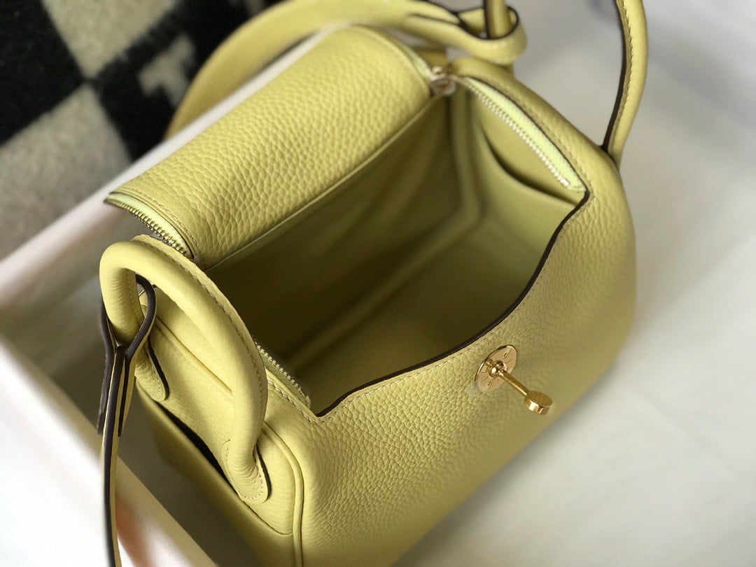 Hermes Lindy Mini Bag In Jaune Poussin Clemence Leather GHW