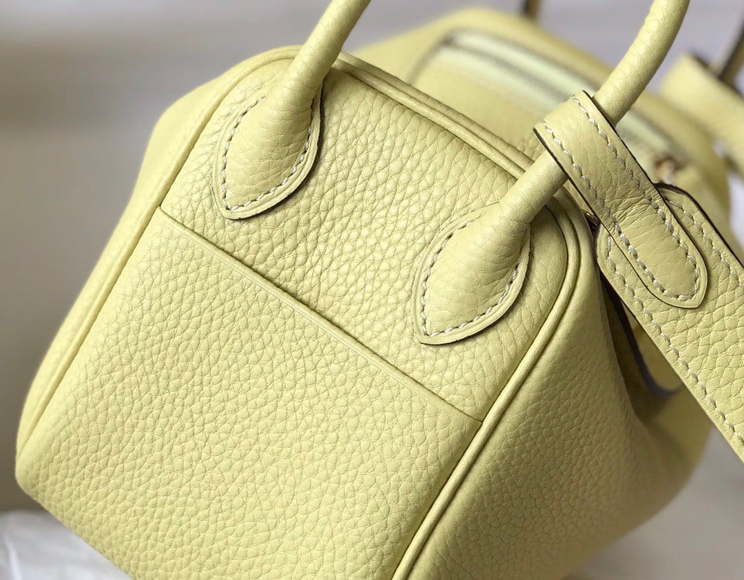 Hermes Lindy Mini Bag In Jaune Poussin Clemence Leather GHW