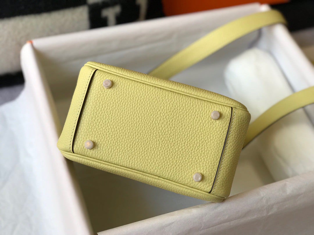 Hermes Lindy Mini Bag In Jaune Poussin Clemence Leather GHW