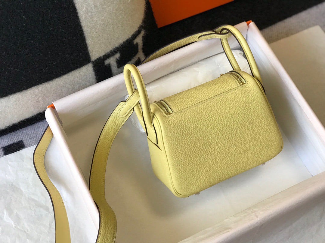 Hermes Lindy Mini Bag In Jaune Poussin Clemence Leather GHW