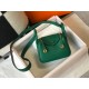 Hermes Lindy Mini Bag In Malachite Clemence Leather GHW