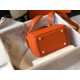 Hermes Lindy Mini Bag In Orange Clemence Leather GHW