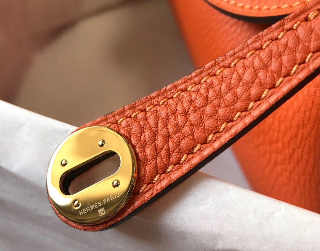 Hermes Lindy Mini Bag In Orange Clemence Leather GHW