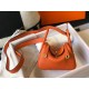 Hermes Lindy Mini Bag In Orange Clemence Leather GHW