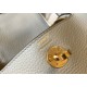 Hermes Lindy Mini Bag In Pearl Grey Clemence Leather GHW