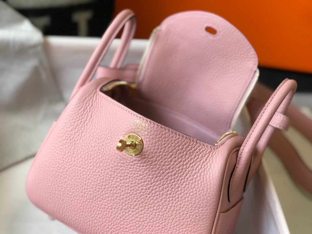 Hermes Lindy Mini Bag In Pink Clemence Leather GHW