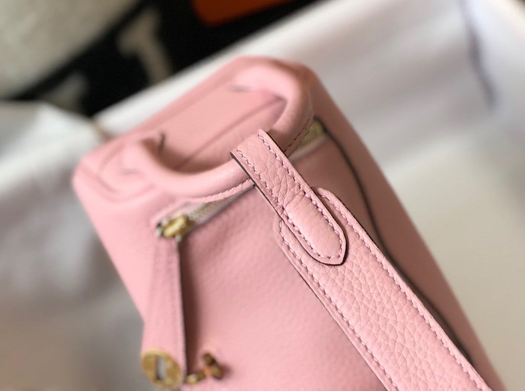 Hermes Lindy Mini Bag In Pink Clemence Leather GHW