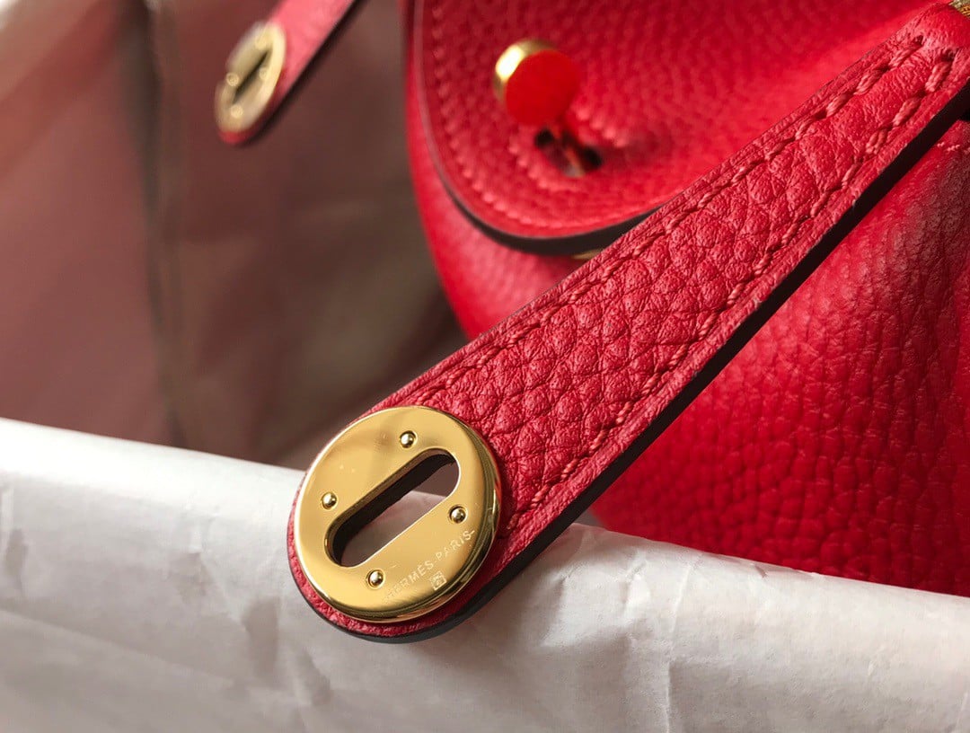 Hermes Lindy Mini Bag In Red Clemence Leather GHW