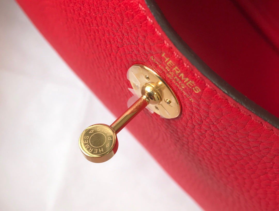 Hermes Lindy Mini Bag In Red Clemence Leather GHW