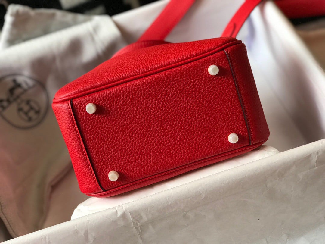 Hermes Lindy Mini Bag In Red Clemence Leather GHW