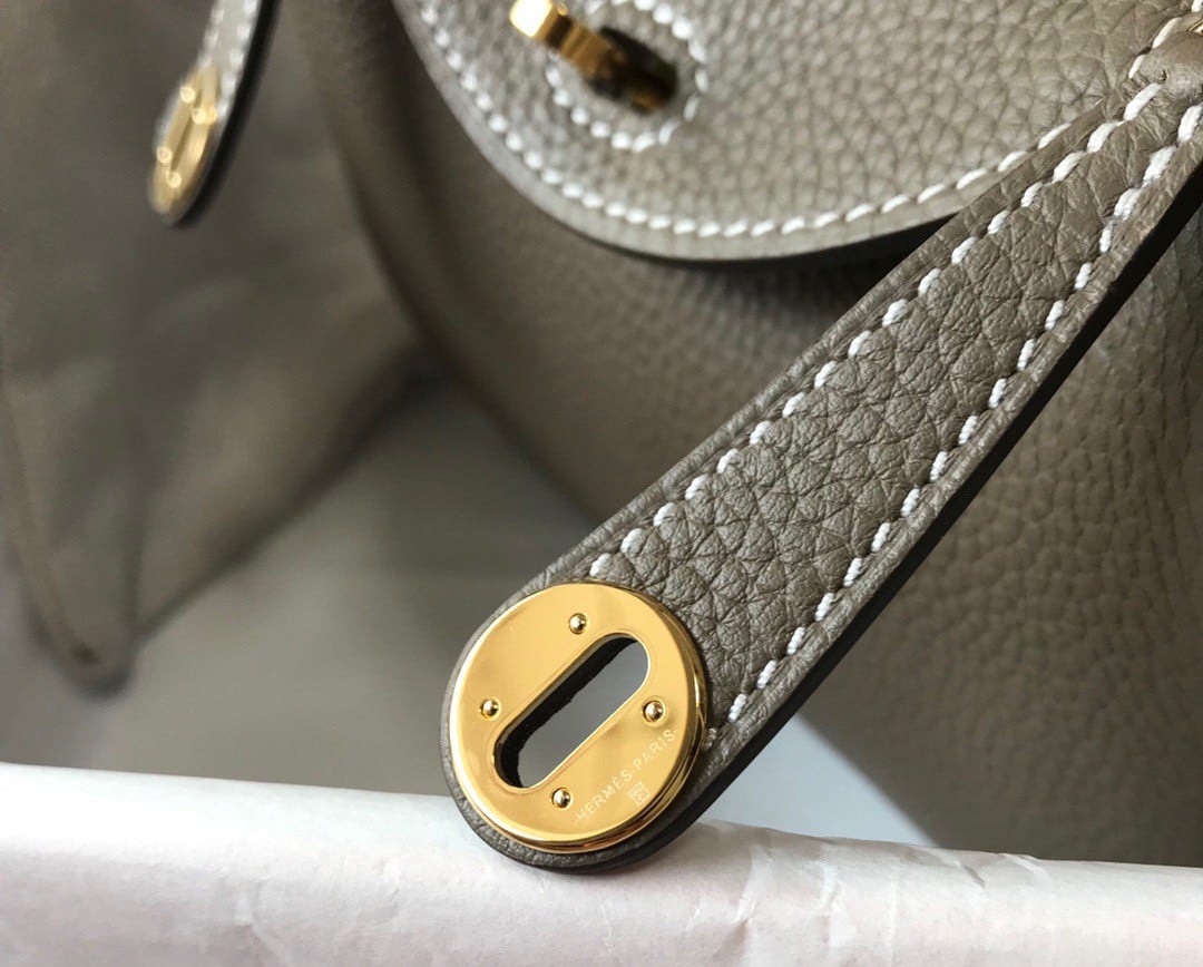 Hermes Lindy Mini Bag In Taupe Clemence Leather GHW