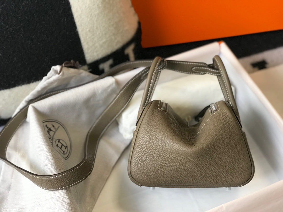 Hermes Lindy Mini Bag In Taupe Clemence Leather PHW