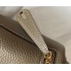 Hermes Lindy Mini Bag In Gris Tourterelle Clemence Leather GHW