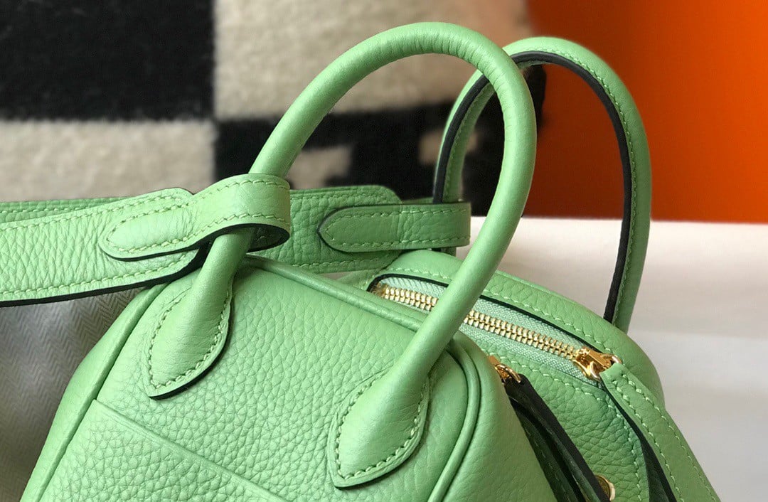 Hermes Lindy Mini Bag In Vert Criquet Clemence Leather GHW