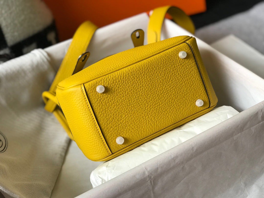 Hermes Lindy Mini Bag In Yellow Clemence Leather GHW