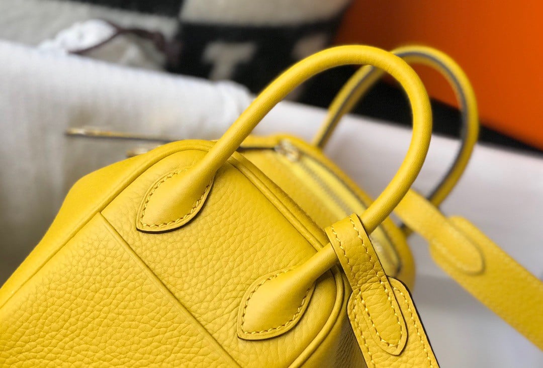 Hermes Lindy Mini Bag In Yellow Clemence Leather GHW