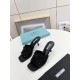 Prada Black Satin Heeled Sandals with Crystals