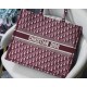 Dior Large Book Tote Bag In Bordeaux Dior Oblique Embroidery