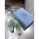 Prada Heeled Thong Sandals In Aqua Brushed Leather