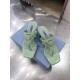 Prada Heeled Thong Sandals In Aqua Brushed Leather