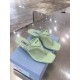 Prada Heeled Thong Sandals In Aqua Brushed Leather