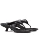 Prada Heeled Thong Sandals In Black Brushed Leather