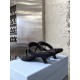 Prada Heeled Thong Sandals In Black Brushed Leather