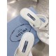 Prada Heeled Thong Sandals In White Brushed Leather