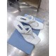 Prada Heeled Thong Sandals In White Brushed Leather