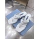 Prada Heeled Thong Sandals In White Brushed Leather