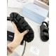 Prada Padded Sandals In Black Nappa Leather