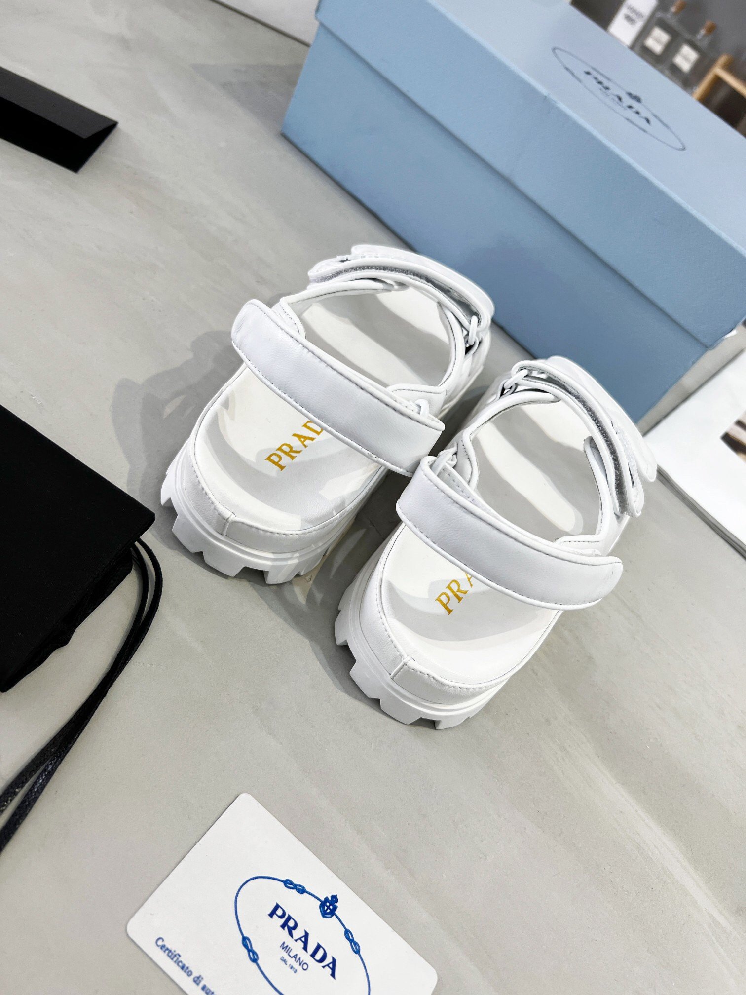 Prada Padded Sandals In White Nappa Leather