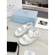 Prada Padded Sandals In White Nappa Leather