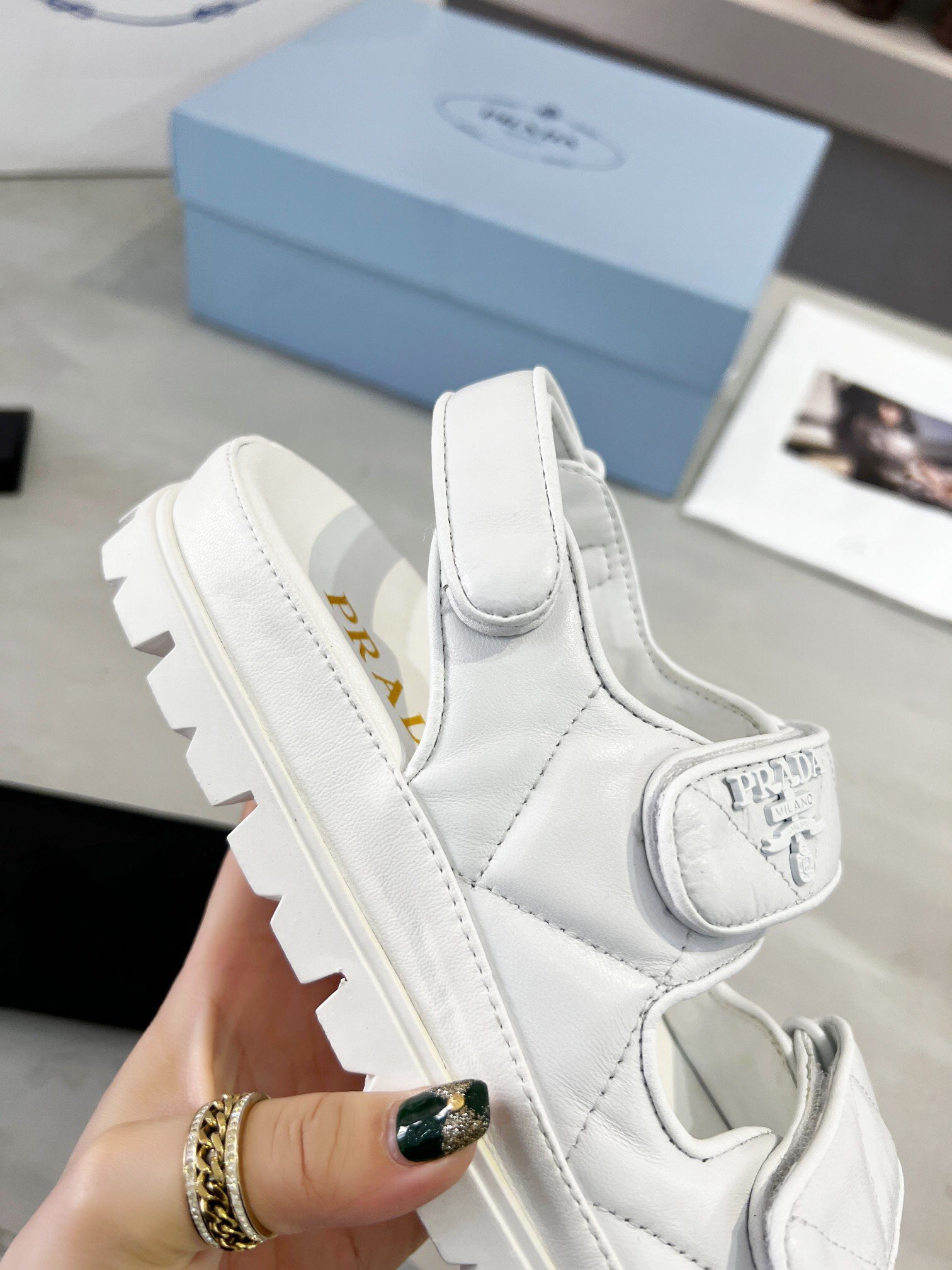 Prada Padded Sandals In White Nappa Leather