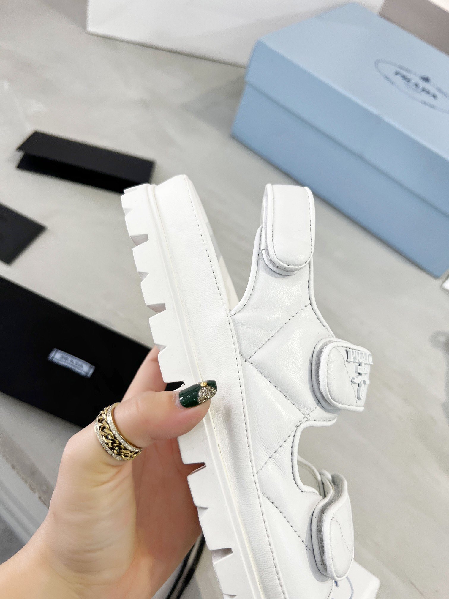 Prada Padded Sandals In White Nappa Leather