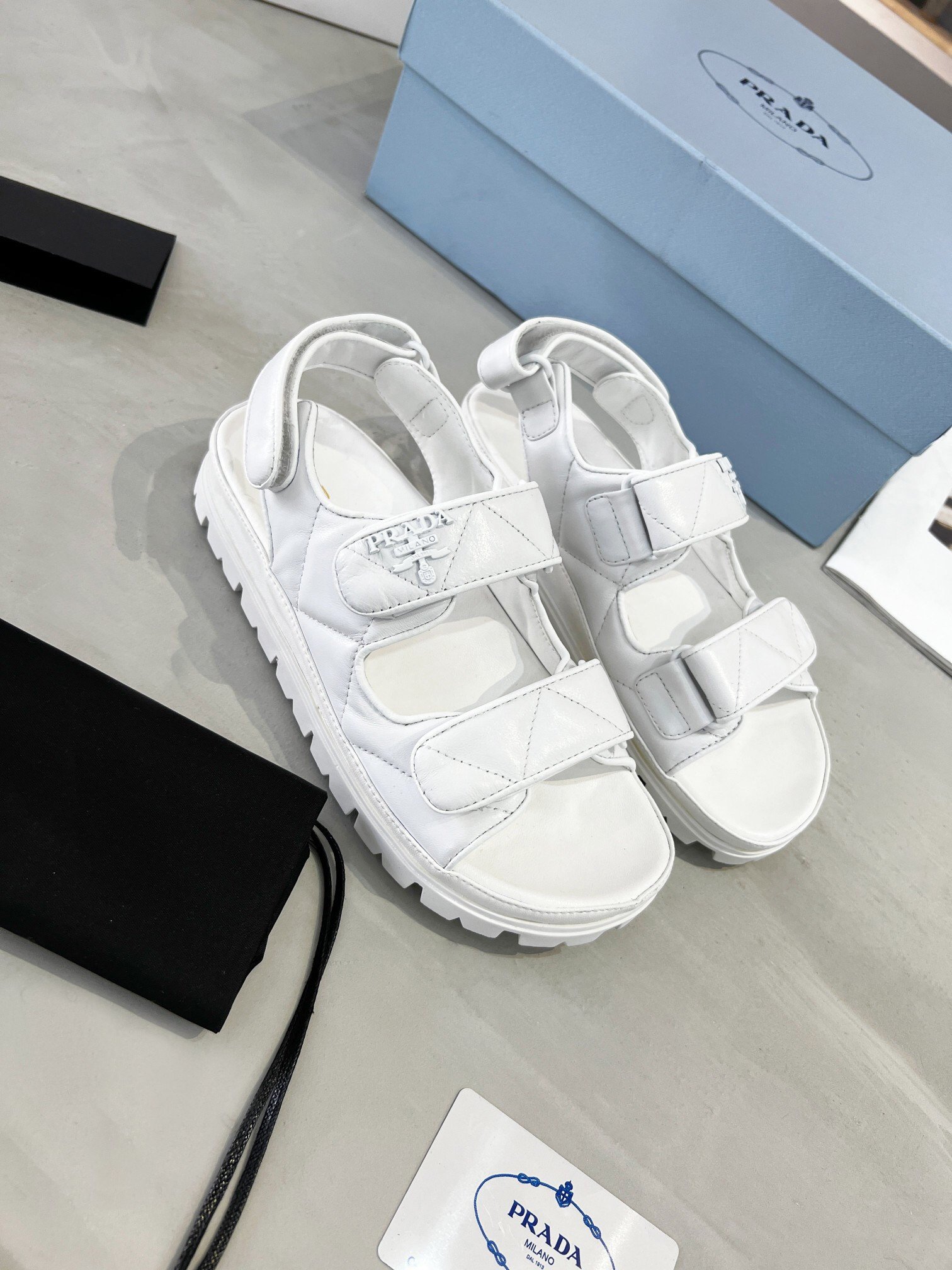 Prada Padded Sandals In White Nappa Leather