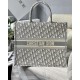 Dior Large Book Tote Bag In Grey Dior Oblique Embroidery