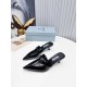 Prada Sabots Mules In Black Brushed Leather