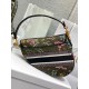 Dior Saddle Bag In Green Multicolor Dior Petites Fleurs Embroidery