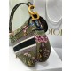 Dior Saddle Bag In Green Multicolor Dior Petites Fleurs Embroidery